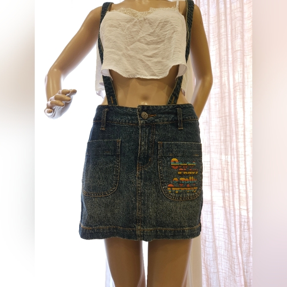 1990s Real Vintage piece Suspender Mini Skirt By Banana Chippy A Jolly Monkey - Picture 2 of 16